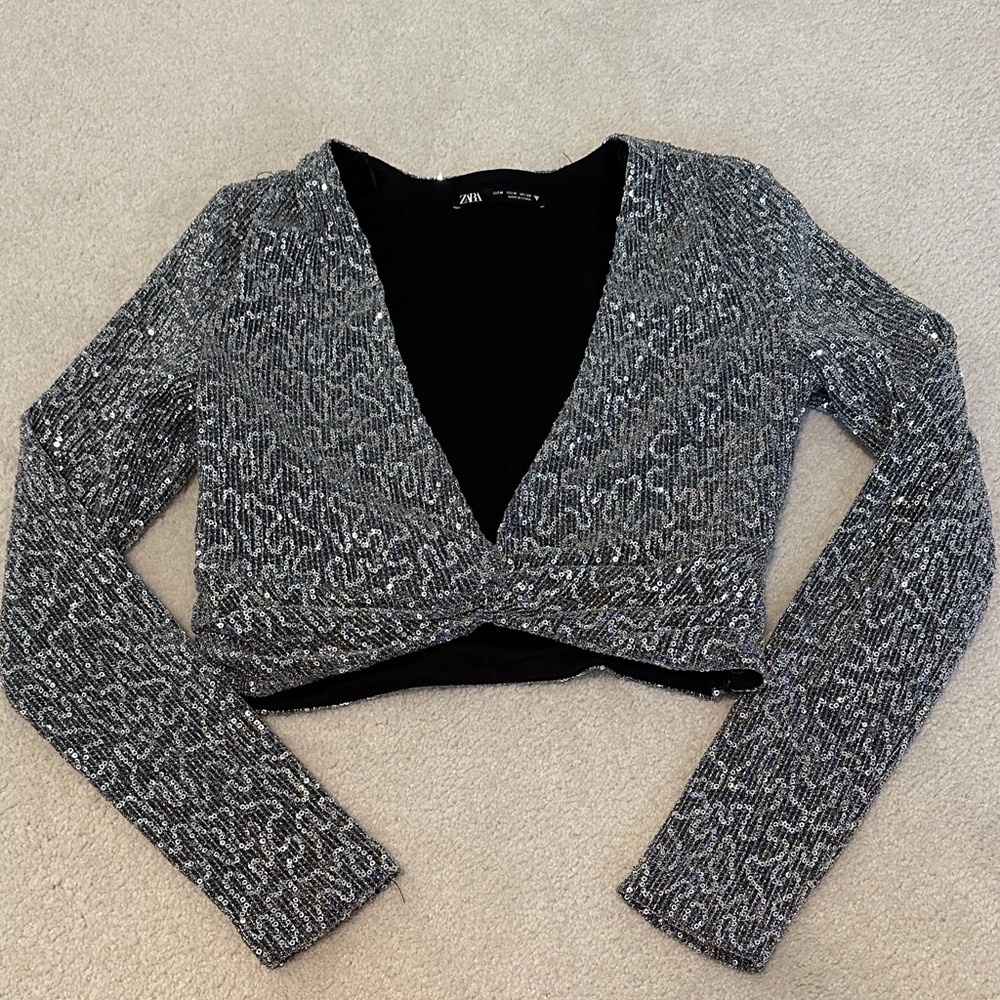 Zara sequin long sleeve top